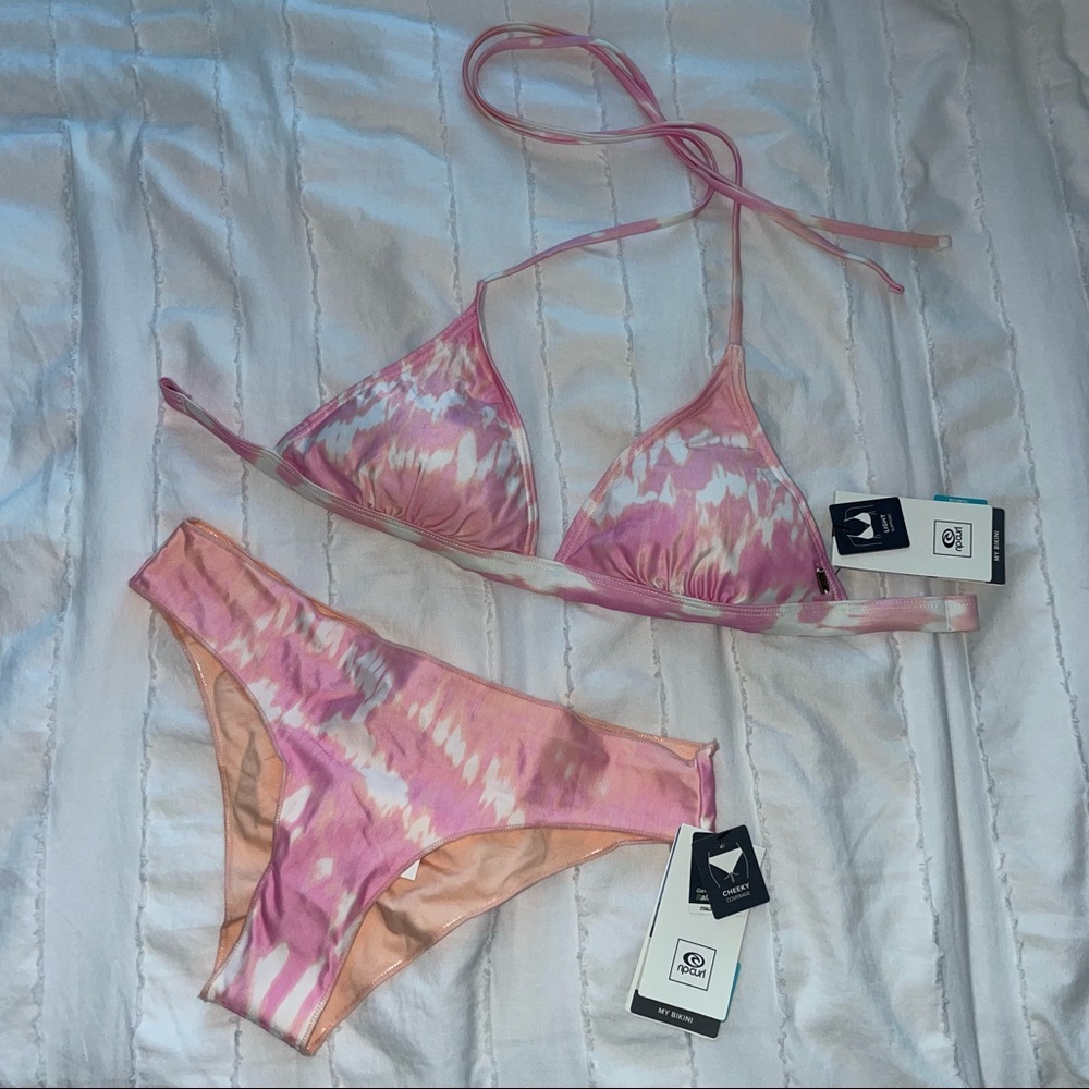 Rip Curl Pink Tie Dye Triangle Cross back Bikini